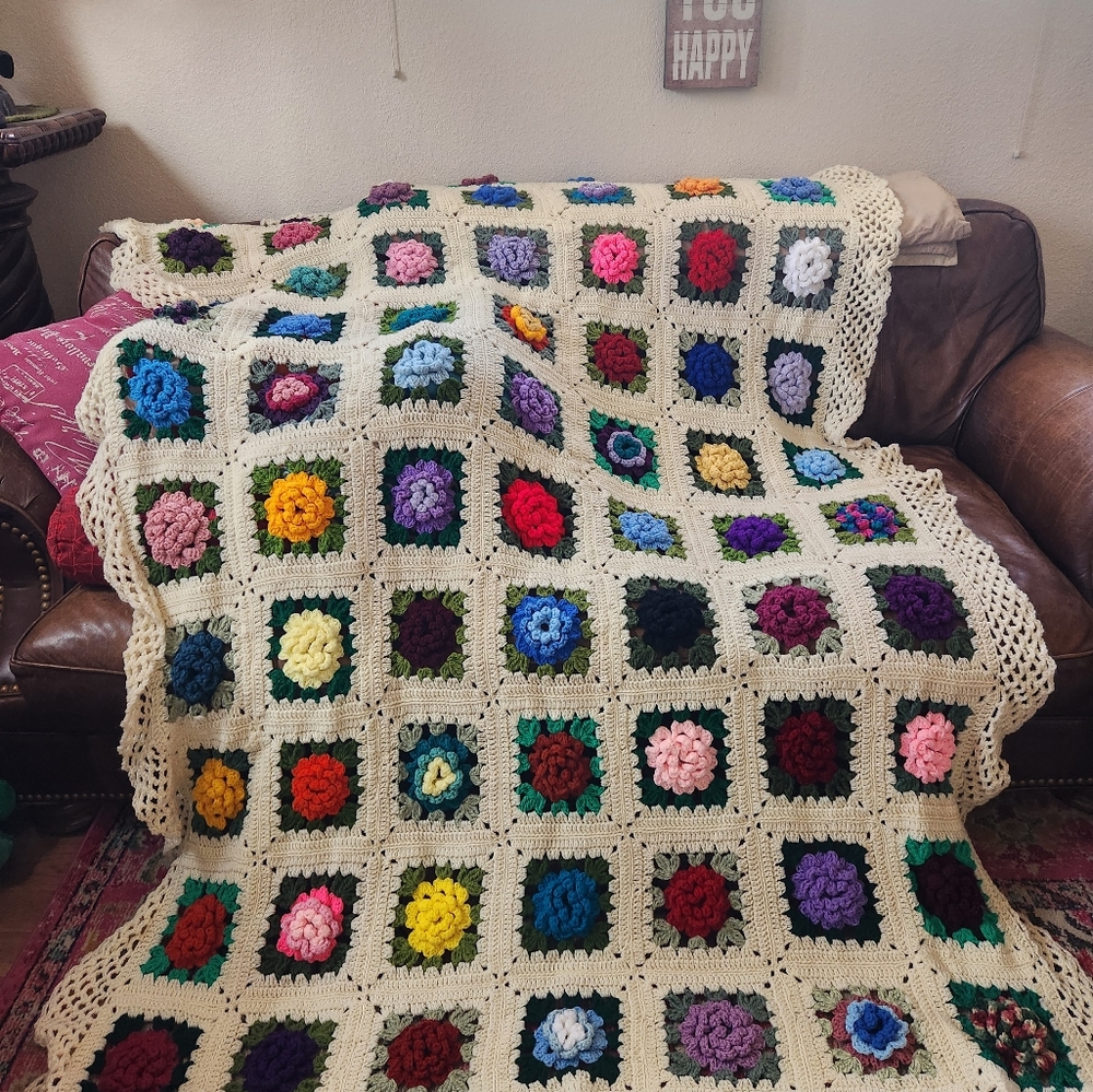 Granny square flower quilt